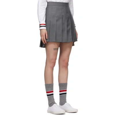 Thom Browne Striped Pleated Fun Mix Mini Skirt In Grey | ModeSens