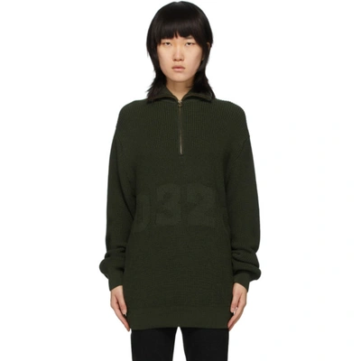 Shop 032c Green Troyer Half-zip Sweater In Olive