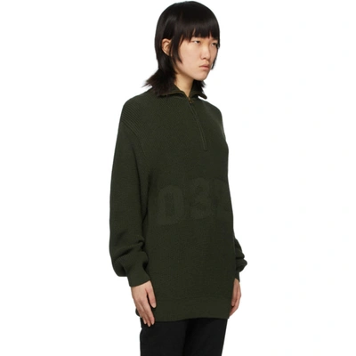 Shop 032c Green Troyer Half-zip Sweater In Olive