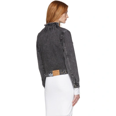 Shop Pushbutton Grey Denim Neck Frills Jacket