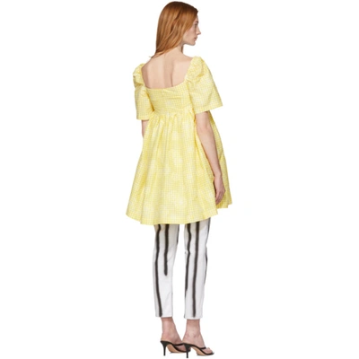Shop Pushbutton Yellow Check Puff Dress