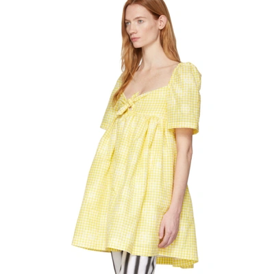 Shop Pushbutton Yellow Check Puff Dress