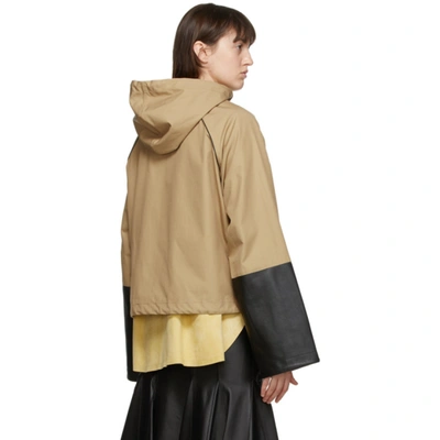 Shop Loewe Tan Cotton & Nappa Hooded Jacket In 3550 Carame