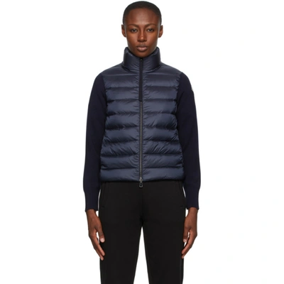 Shop Moncler Navy Down Cardigan In 778 Navy