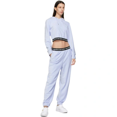 Shop Alexander Wang T Blue Corduroy Cropped Hoodie In 454 Xenon