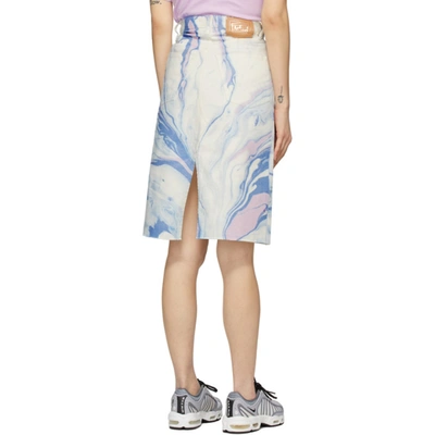 Shop Aries White Denim Marble Print Skirt