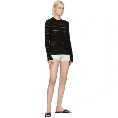 Shop Saint Laurent Off-white Denim Raw Edge Shorts In 9029 Grey Off White