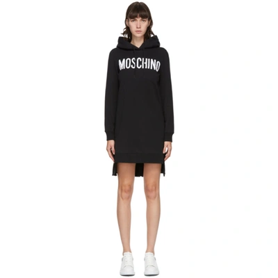 Shop Moschino Black Embroidered Ruffle Dress In J1555 Black