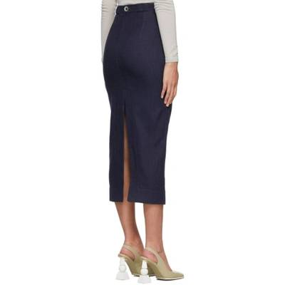 Shop Jacquemus Navy 'la Jupe Valerie' Skirt In Dark Blue