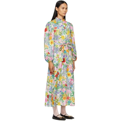 Shop Gucci White Ken Scott Edition Silk Print Dress In 9487 Ivo/pnk