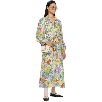 Shop Gucci White Ken Scott Edition Silk Print Dress In 9487 Ivo/pnk