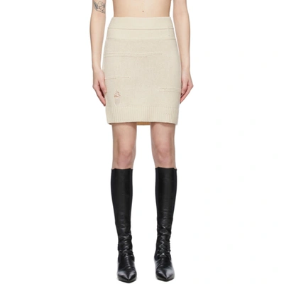 Shop Helmut Lang Beige Distressed Miniskirt In Zrm Powdered Ecru