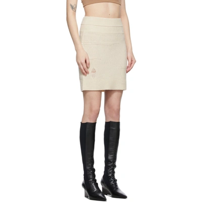 Shop Helmut Lang Beige Distressed Miniskirt In Zrm Powdered Ecru