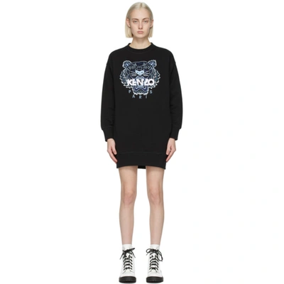 Shop Kenzo Black Classic Tiger Sweatshirt Dress In 99 Black