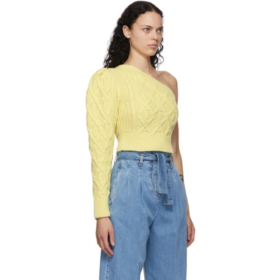 Shop Wandering Ssense Exclusive Yellow Single-shoulder Cable Cropped Sweater In 079 Yellow