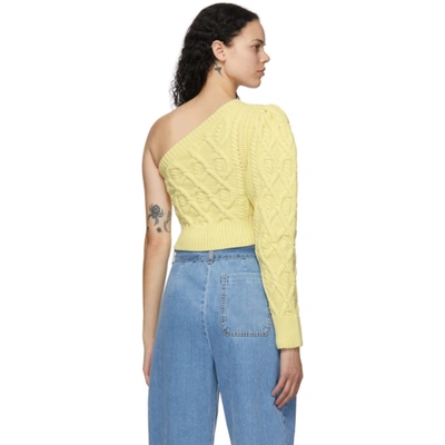 Shop Wandering Ssense Exclusive Yellow Single-shoulder Cable Cropped Sweater In 079 Yellow
