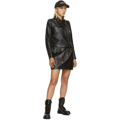 Shop Versace Black Leather Medusa Jacket In A1008 Nero