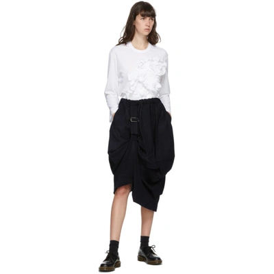 Shop Comme Des Garçons Comme Des Garçons Navy Wool Harness Pull Skirt In 2 Navy