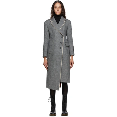 Shop Andersson Bell Grey Herringbone Berlin Jacket In Black