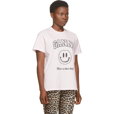 Shop Ganni Pink Smiley T-shirt In 480 Cherry