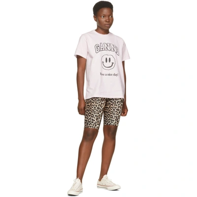 Shop Ganni Pink Smiley T-shirt In 480 Cherry