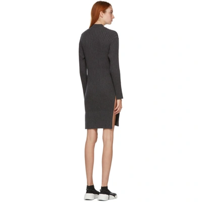 Shop Kenzo Grey Ribbed Short Dress In 98 Anthrcte