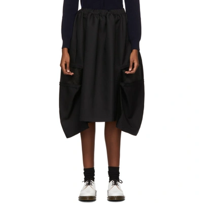 Shop Comme Des Garçons Comme Des Garçons Black Twill & Velvet Skirt In 1 Black