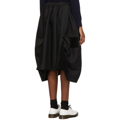 Shop Comme Des Garçons Comme Des Garçons Black Twill & Velvet Skirt In 1 Black