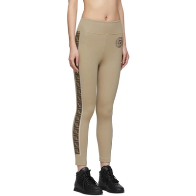 Shop Fendi Tan Forever  Leggings In F1aa7 Liber