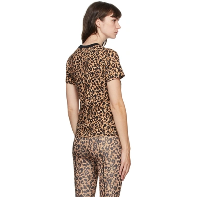 Shop Versace Jeans Couture Beige & Black Leopard Logo T-shirt In E750 Lark