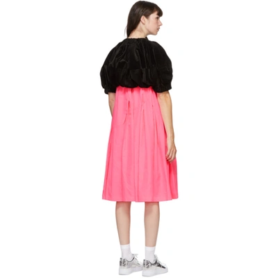 Shop Comme Des Garçons Black & Pink Velvet Midi Dress In 1 Black Pin