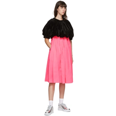 Shop Comme Des Garçons Black & Pink Velvet Midi Dress In 1 Black Pin