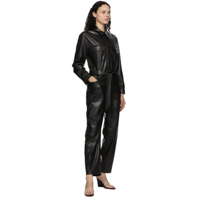 Shop Nanushka Black Vegan Leather Jumpsuit