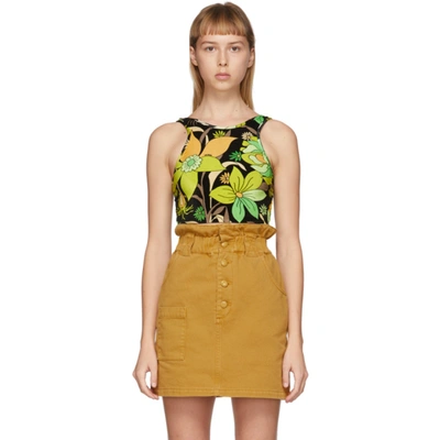 Shop Fendi Reversible Multicolor Velour Garden Print Tank Top In F1bh9 Green