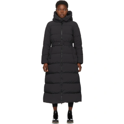 Moncler Goelo Long Matte Nylon Puffer Jacket In 999 Black