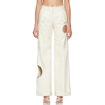Shop Off-white White Leather Meteor Formal Pants