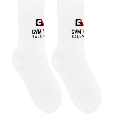 Shop Balenciaga White Gym Wear Tennis Socks In 9000 White