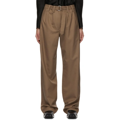 Shop Lemaire Brown Loose Trousers In 409 Cub Bro