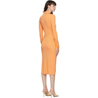 Shop Helmut Lang Orange Shirt Dress In Safety Oran