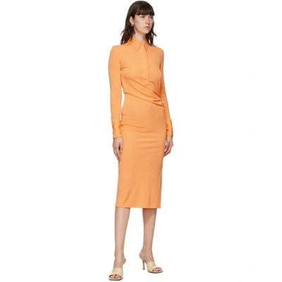 Shop Helmut Lang Orange Shirt Dress In Safety Oran