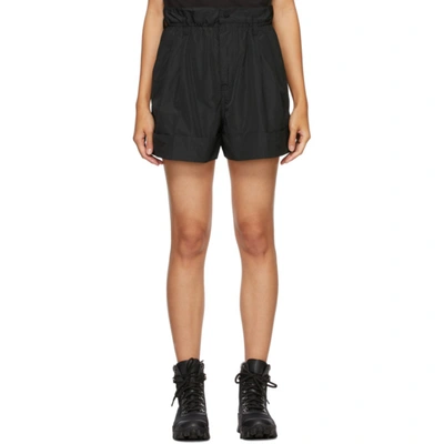Shop Moncler Black Pleated Elastic Waist Shorts In 999 Black