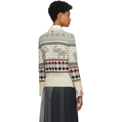 Shop Thom Browne White Wool & Mohair Elephant Icon Fair Isle Sweater In 100 White