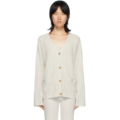 Shop Totême Toteme Off-white Vinci Rib Cardigan In 160 Ivory