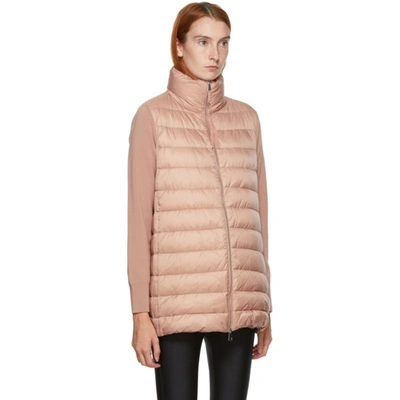 Shop Moncler Pink Down Padded Cardigan Jacket In 535 Pink