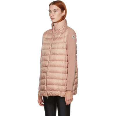 Shop Moncler Pink Down Padded Cardigan Jacket In 535 Pink