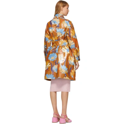 Shop Fendi Multicolor Coated Cotton Daisy Garden Coat In F1akq Brown