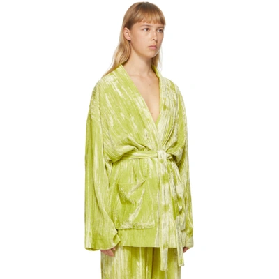 Shop Balenciaga Yellow Velvet Pyjama Jacket In 7640 Citrus