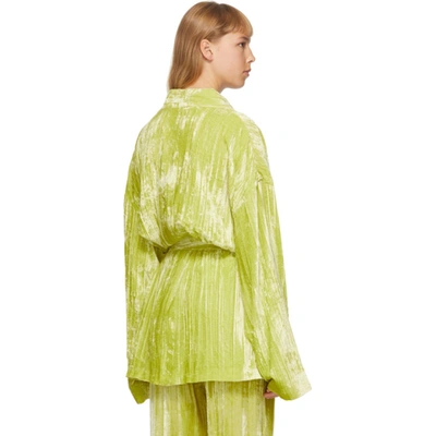 Shop Balenciaga Yellow Velvet Pyjama Jacket In 7640 Citrus