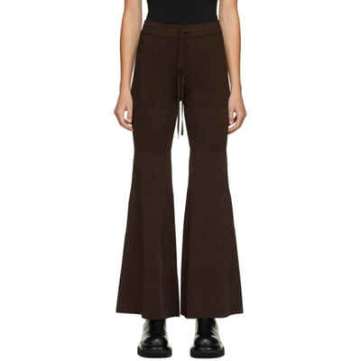 Peter Do Ribbed-knit Flared Pants In Brown | ModeSens