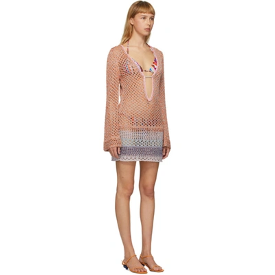 Shop Emilio Pucci Multicolor Metallic Crochet Short Dress In B05 Multi